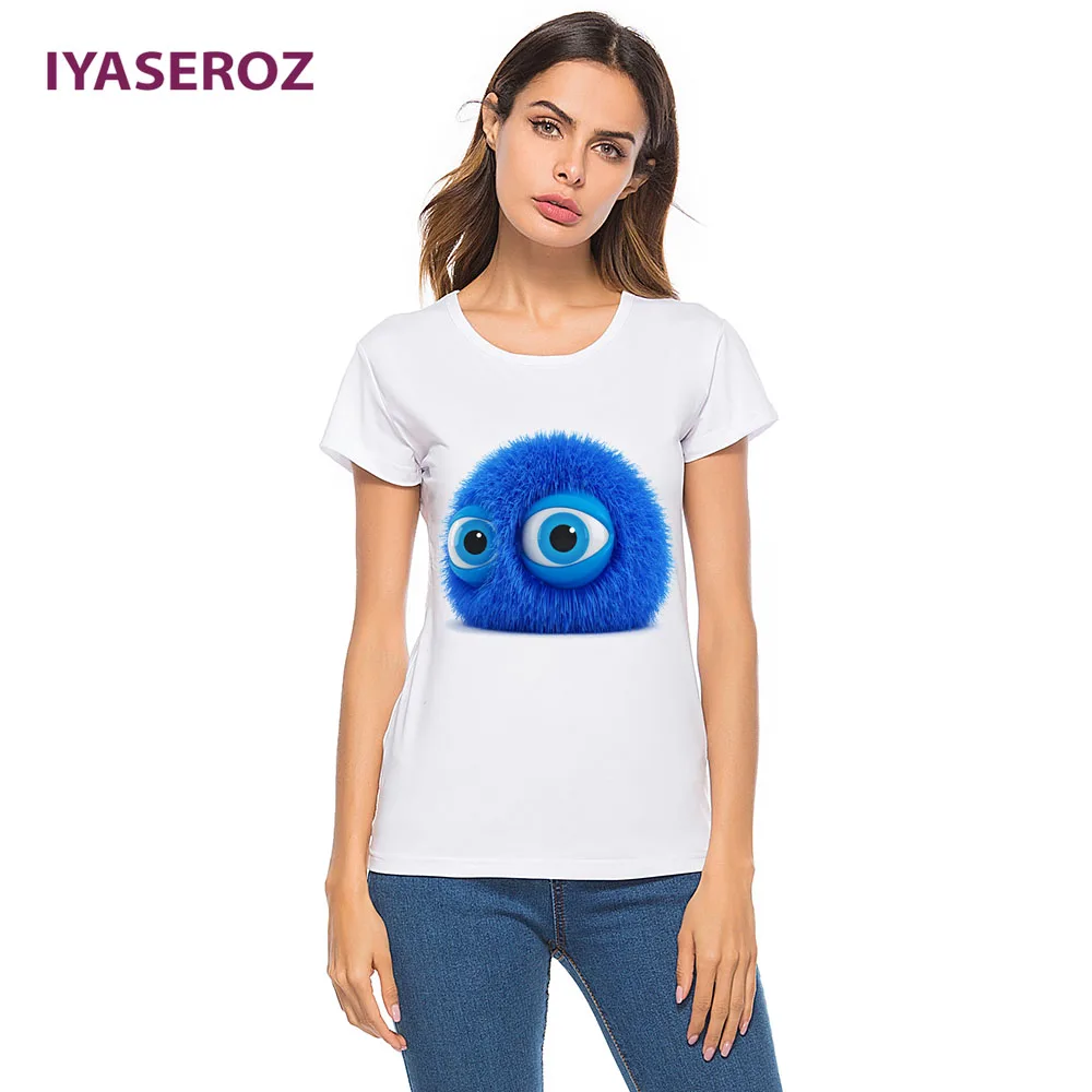 IYASEROZ 2018 Лето Harajuku 3D принт Монстры Майк Для женщин забавные животные с рисунком