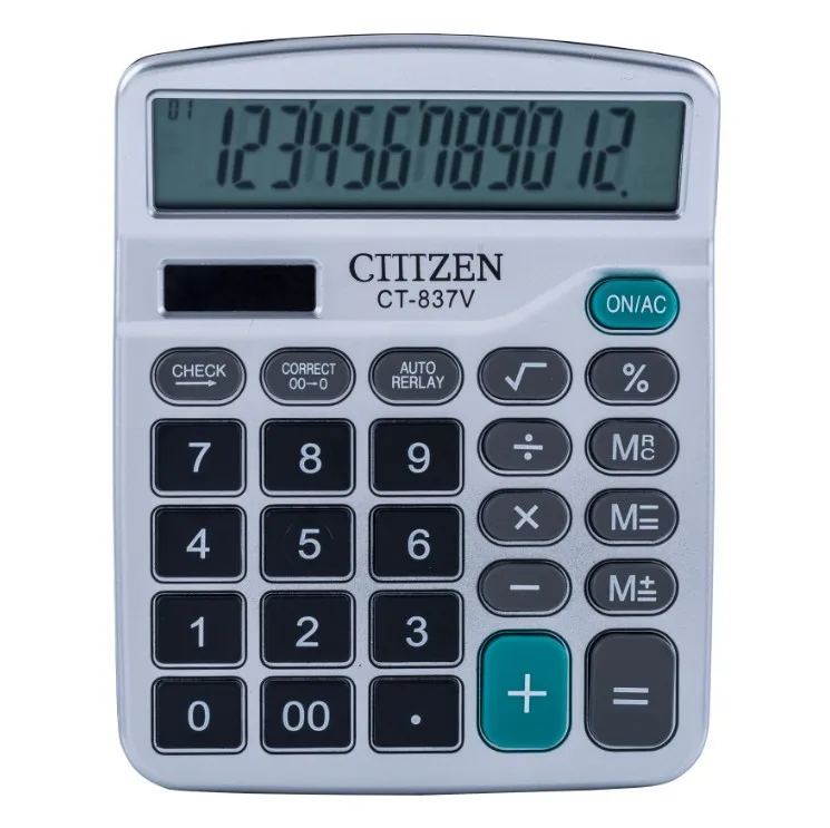 CT837V الفضة 12-digit الترقيات الشمسية حاسبة أرقام عرض الإعلانات الكمبيوتر