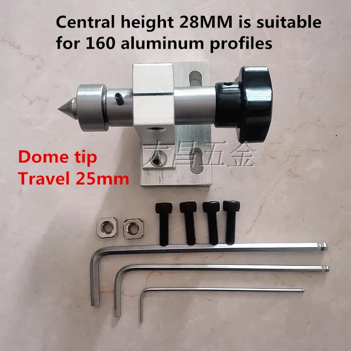 

Micro beads machine travel 25mm telescopic tail top lathe adjustable tailstock dome tip 1560 aluminum profile