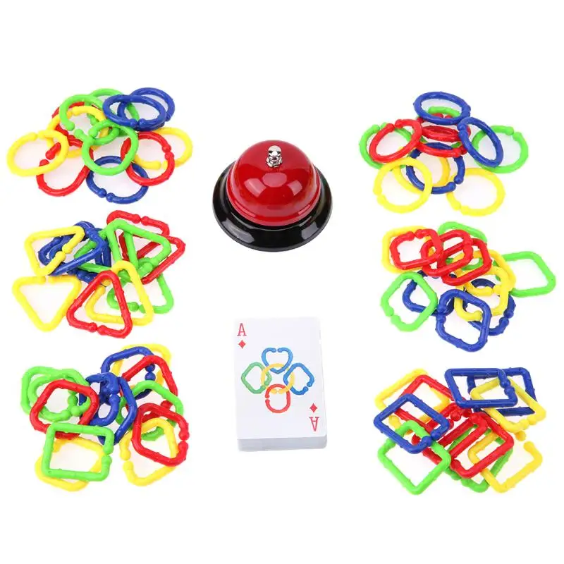 

Colorful Plastic Ring Buckle Toy Assembling Kids Puzzles Toy with Card Bell Hand Brain Teaser Toy Parent Child Interactive Game