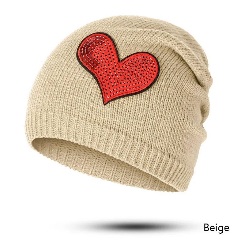 Бренд Evrfelan, вязанная шапка, s, весна, зима, осень, хлопок, сердце, для женщин, девушек, Skullies, шапочки, одноцветная, простая шапка - Цвет: D