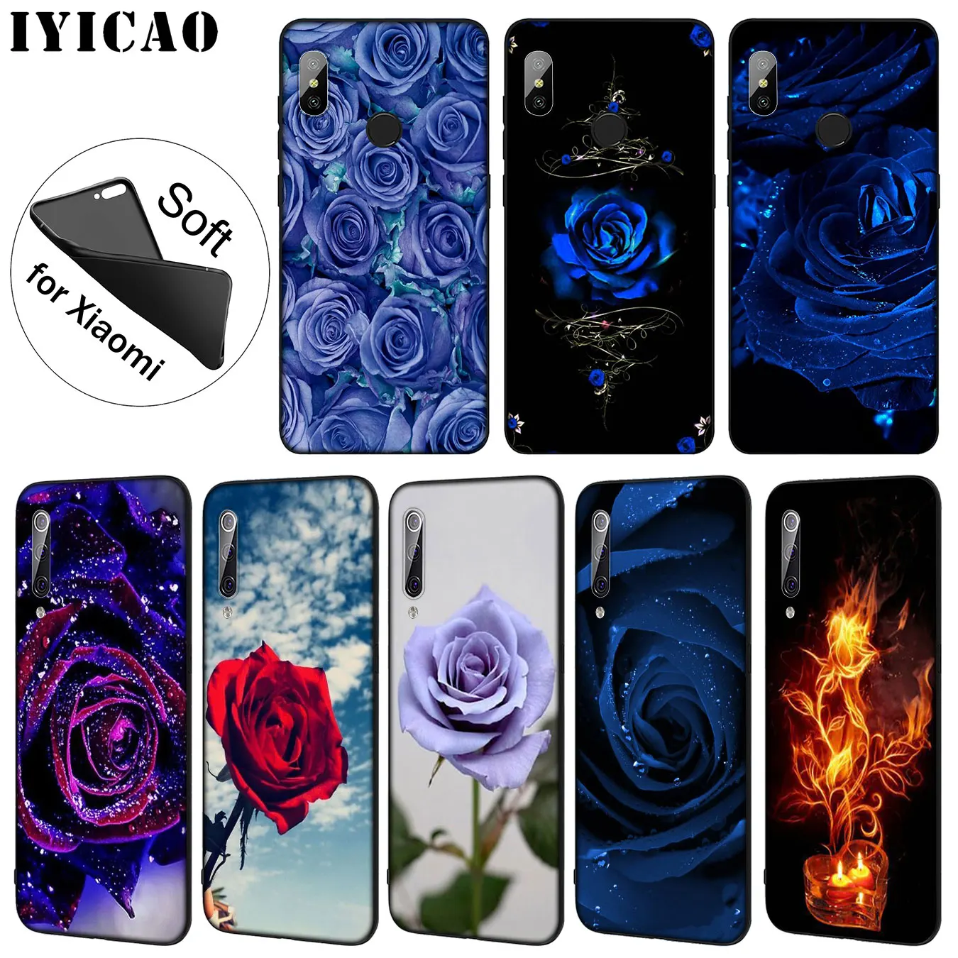 IYICAO Мягкий силиконовый чехол для телефона с розами Xiaomi Mi 10 9 9T CC9 CC9E 8 SE A3 Pro A1 A2 Lite 6
