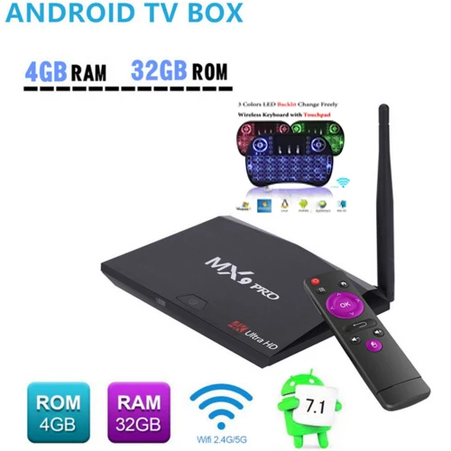 

MX9 Pro Android 7.1 TV Box RK3328 Quad Core 64Bit 2G / 16G 4G /32G H.265 UHD 4K VP9 HDR 3D Mini PC 2.4G / 5G WiFi Bluetooth 4.1
