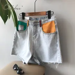 Ordifree 2019 летние женские джинсовые шорты с высокой талией уличная мода рваные повседневные Хлопковые женские джинсовые шорты
