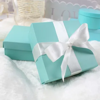 

50Pcs Wedding Gift Box Blue Paper Gift Bag with Silk Ribbon Romantic Package Wedding Favors Decorations Event Party Supplies