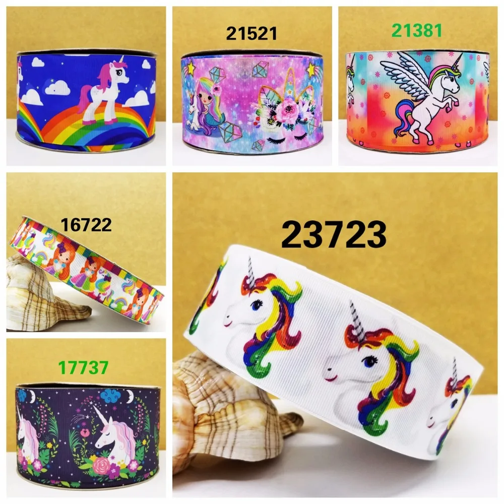 

Free shipping 50 yard per size unicorn ribbon printed grosgrain ribbon 21381
