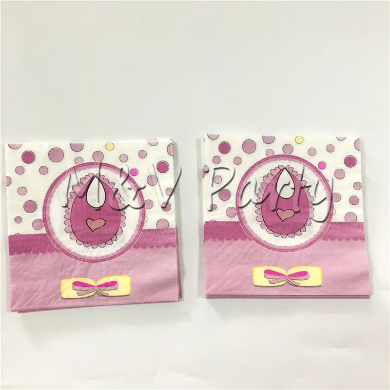 

32pcs/lot Pink Baby Girl Birthday Party Disposable Tableware Set Paper Napkin Set Baby Born Party Decoration Supplies