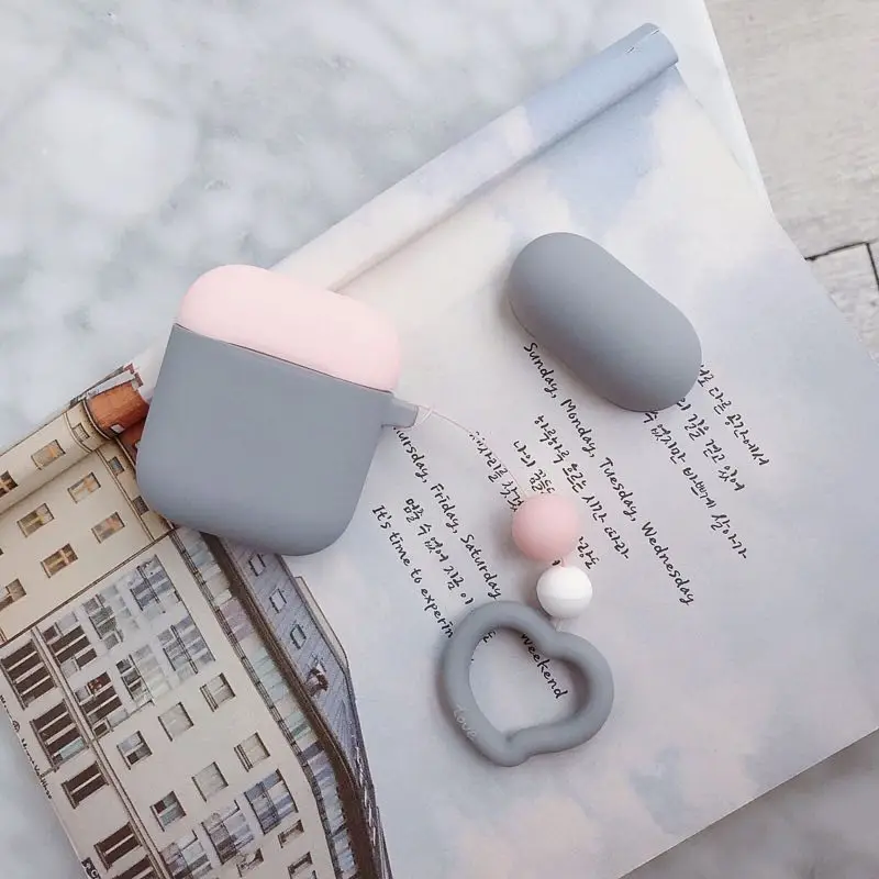 Контрастный карамельный цвет чехол для гарнитура для airpods чехол s Love ремни Мягкий силиконовый корпус чехол для наушников для Air Pods