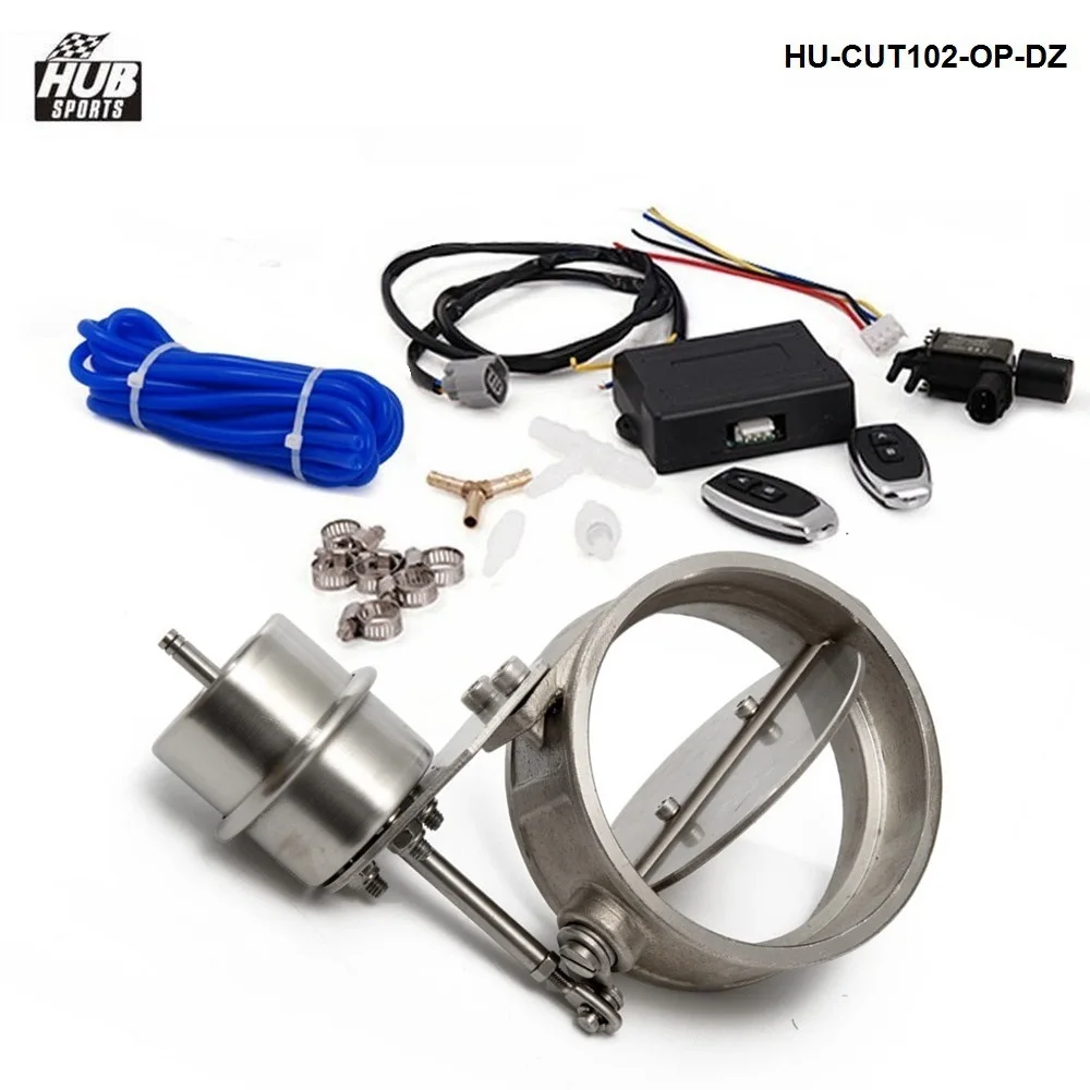Exhaust Control Valve Set W/Vacuum Actuator CUTOUT 102mm Pipe OPEN STYLE W/Wireless Remote Controller HU-CUT102-OP-DZ