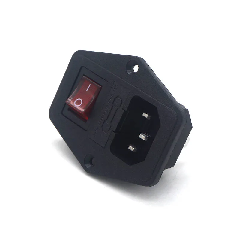 

Red Rocker Switch AC Power Socket Fuse Switch Connector Plug Connector 3 Pins Use Only With 10A Fuse 15A 250VAC