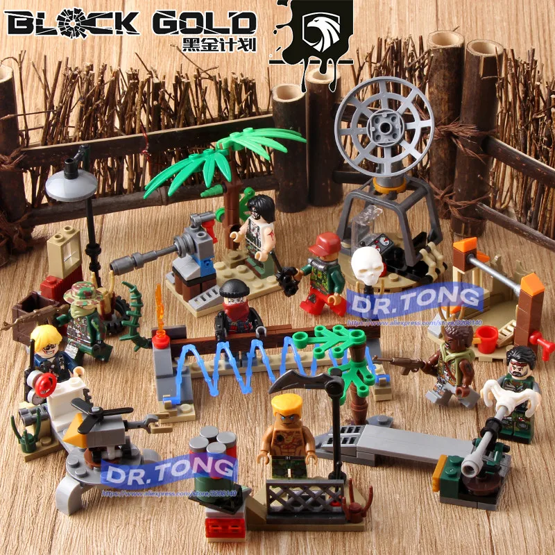 

DR.TONG 80PCS/LOT 115811 11588 Black Gold Figures Army Gun Weapon Soldier Building Blocks Bricks Diy Toys Children Gifts