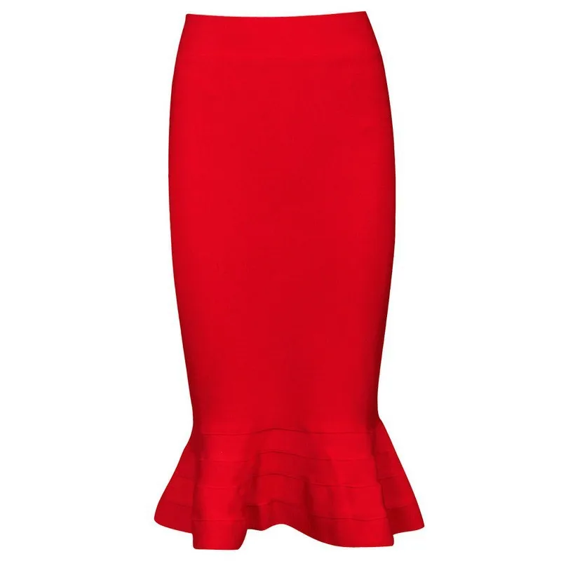 

6 Colors Women Sexy Summer Black Blue White Yellow Bandage Trumpet Skirts Elegant Party Evening Skirt