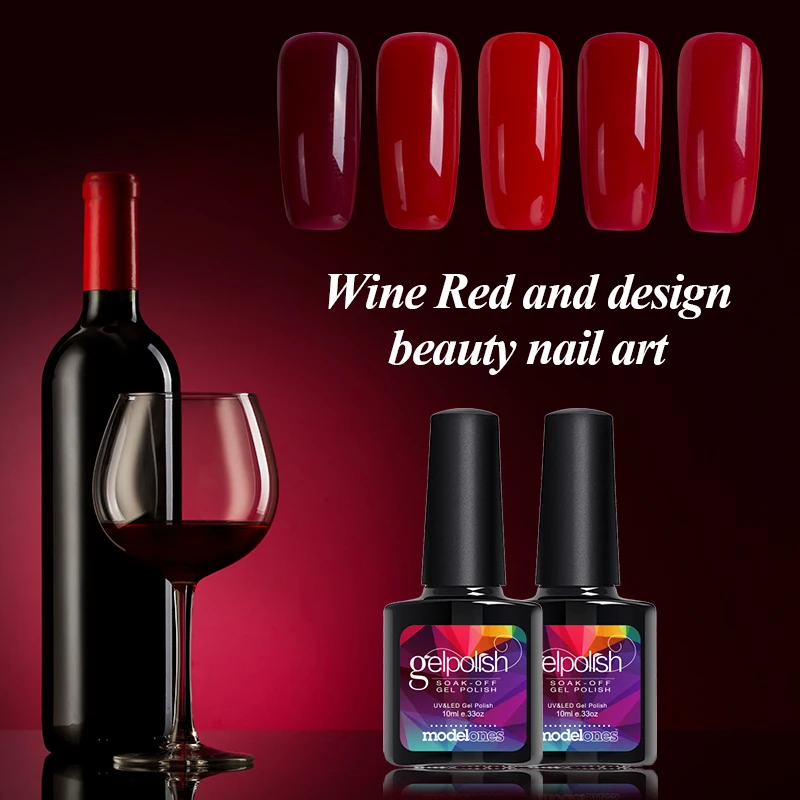

Modelones 1Pcs 10ml Wine Red Series Set For Nail Gel Polish Soak Off Gel Polish With UV Lamp Nail Gel Varnish