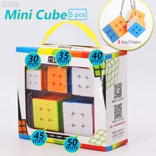5 шт./компл. подарки коробка Mofangjiaoshi маленький Cube3x3 мини-брелок размер головоломка на скорость Stickerless 30 35 40 мм игрушки для детей день рождения