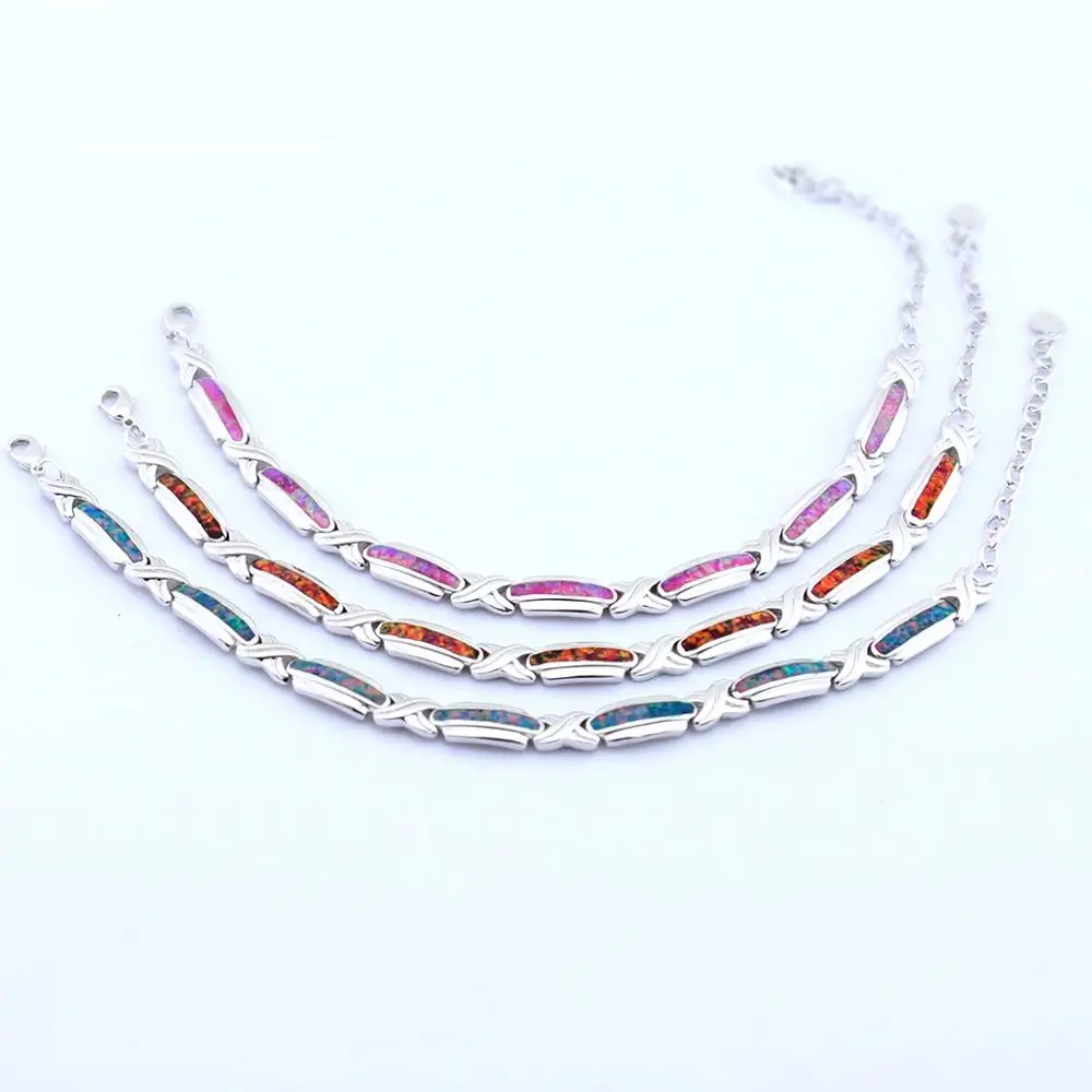 

Hot Sale Women Party Gift Silver Fire white opal Fashion Bracelets Free Ship B031