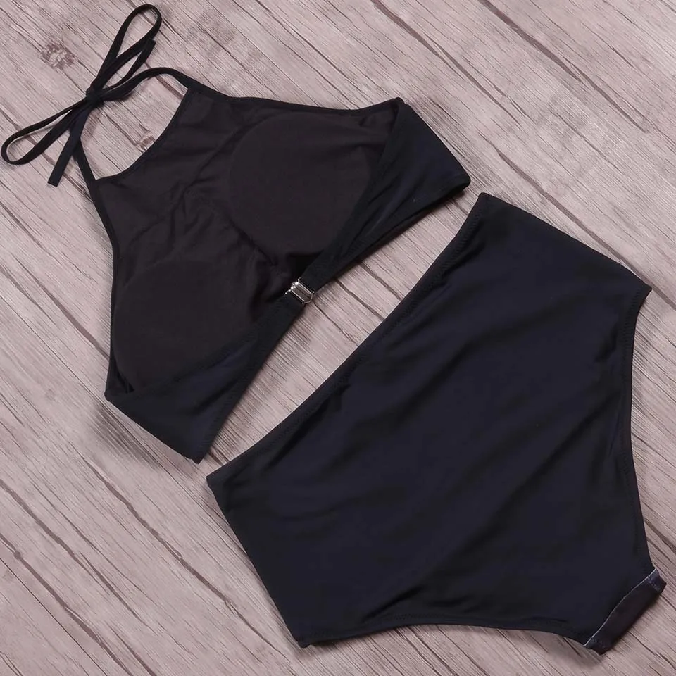 Preise TQSKK 2019 Halter Hohe Taille Bikinis Frauen Bademode Gedruckt Badeanzug Weibliche Sommer Strand Tragen Bikini Set Badeanzug Biquini