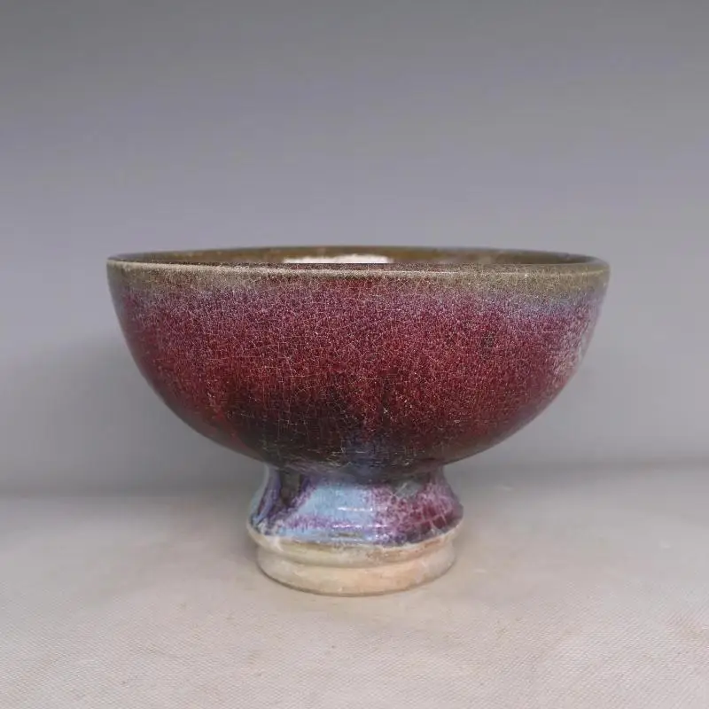

Antique SongDynaty Hand-made Porcelain bowl,Jun kiln high bowl,hand-painted crafts,best Home Decorations&Collection