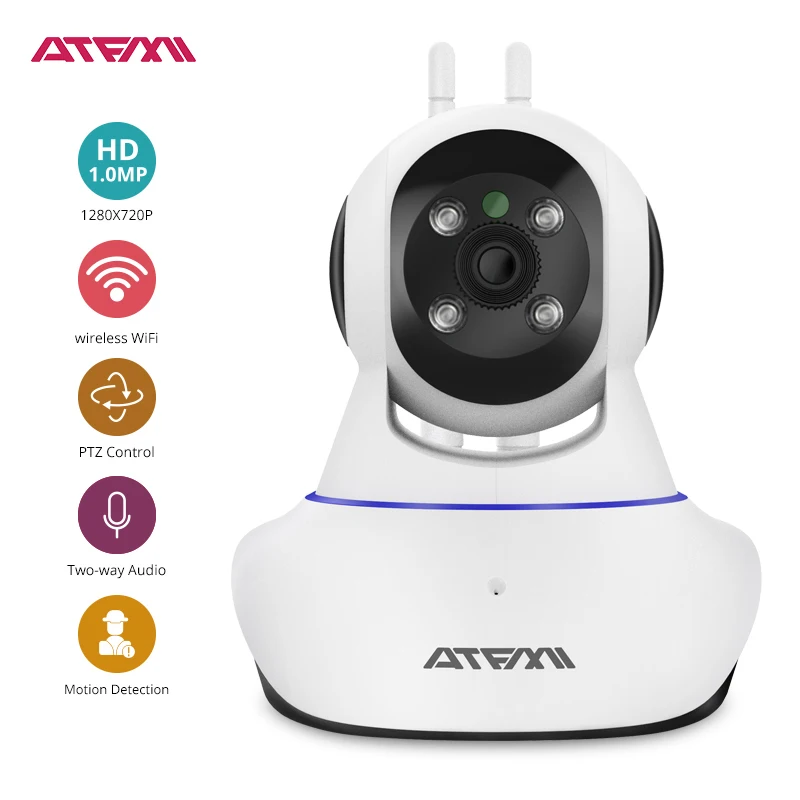 

ATFMI T1 720P HD HOT IP camera wireless WI-FI baby monitor Home Monitor 2 antennas WIFI IP camera wireless support Android IOS