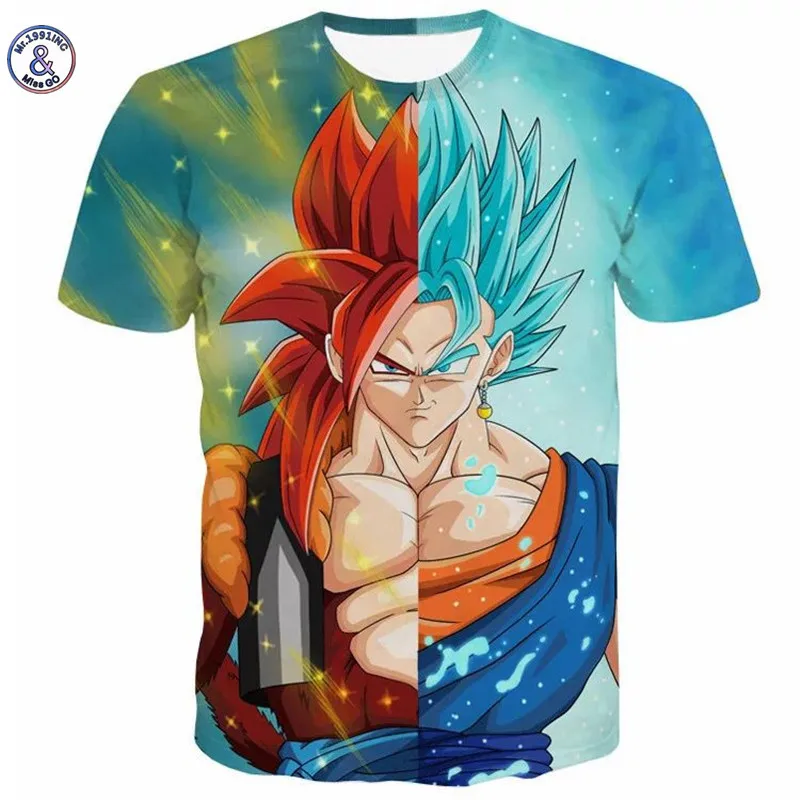 Mr.1991inc. &amp Miss. GO лето новый бренд Harajuku стиль для мужчин 3D мультфильм Dragon Ball Wukong