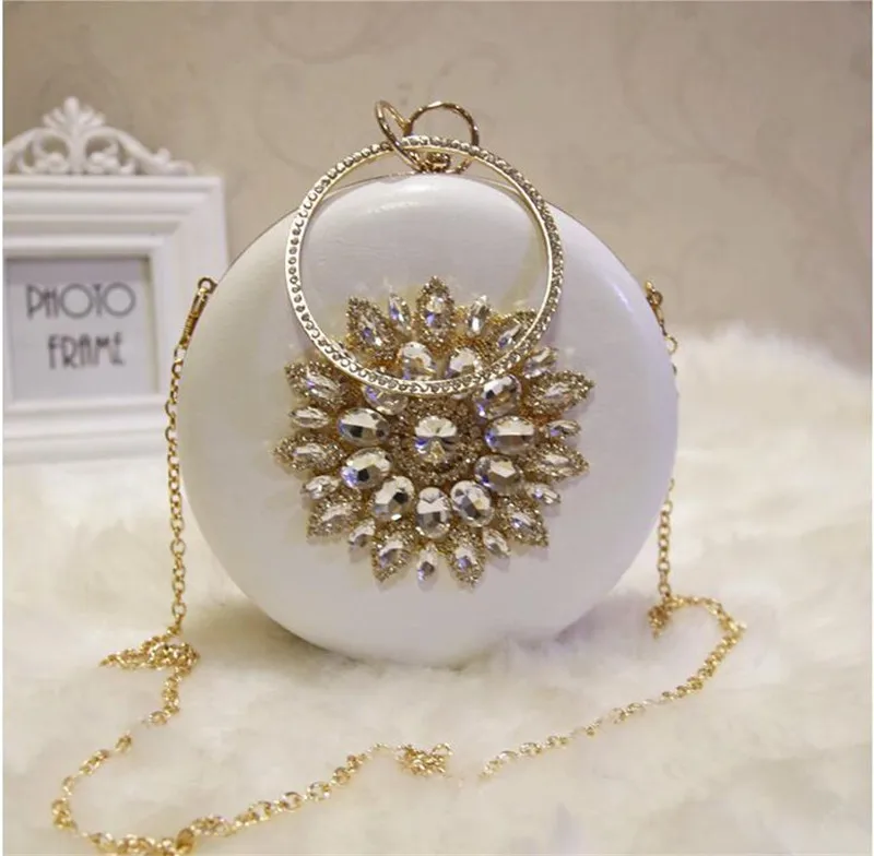 2021 round shaped evening clutch luxury diamond sunflowers banquet bags with chain clutch purse for ladies MN759