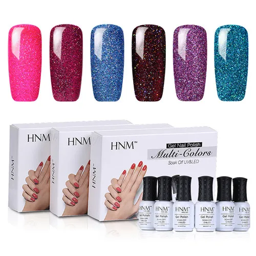 HNM 6 шт./лот Супер Bling 8 мл УФ-гель для ногтей Vernis Полупостоянный Гель-лак светодиодный гель для ногтей набор Bling Гибридный набор чернил Гель-лак - Цвет: NE006