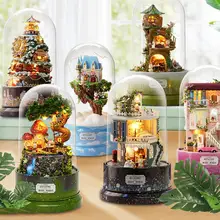 3D милая комната DIY кукольный домик Миниатюрная модель Деревянный Мини Дом игрушка вращающаяся музыка и светильник коробка С Пылезащитным чехлом Прямая поставка