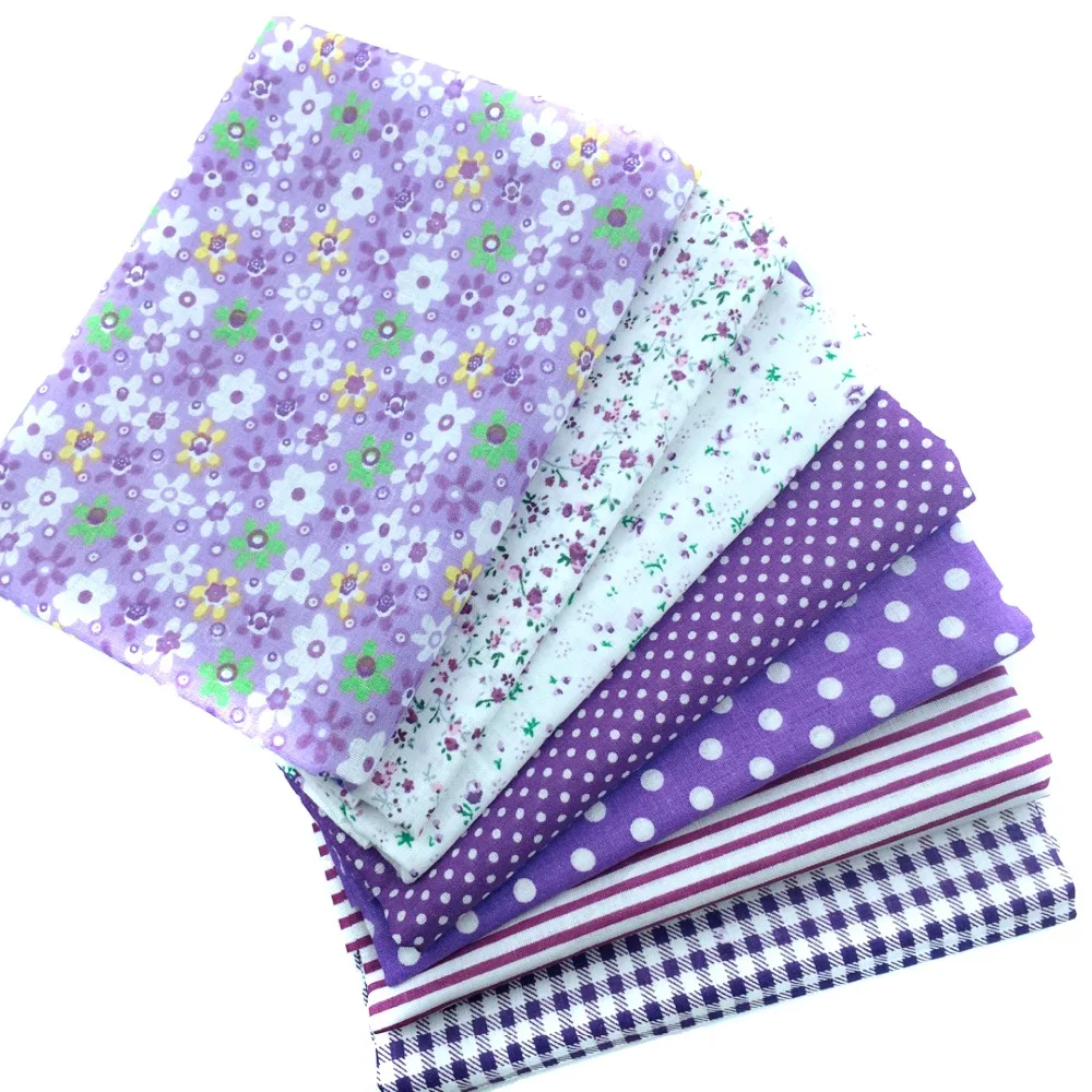 

Thin Cotton Fabric Patchwork For Diy Sewing Scrapbook Cloth Fat Quarters Tissue For Quilt Needlework Pattern 50*50cm Purple 7pcs
