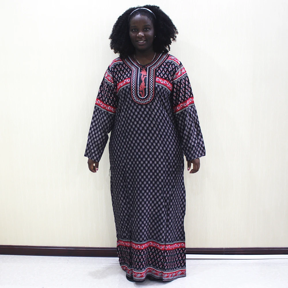 Модное платье в африканском стиле с принтом Дашики, хлопковое повседневное длинное платье с аппликацией для женщин