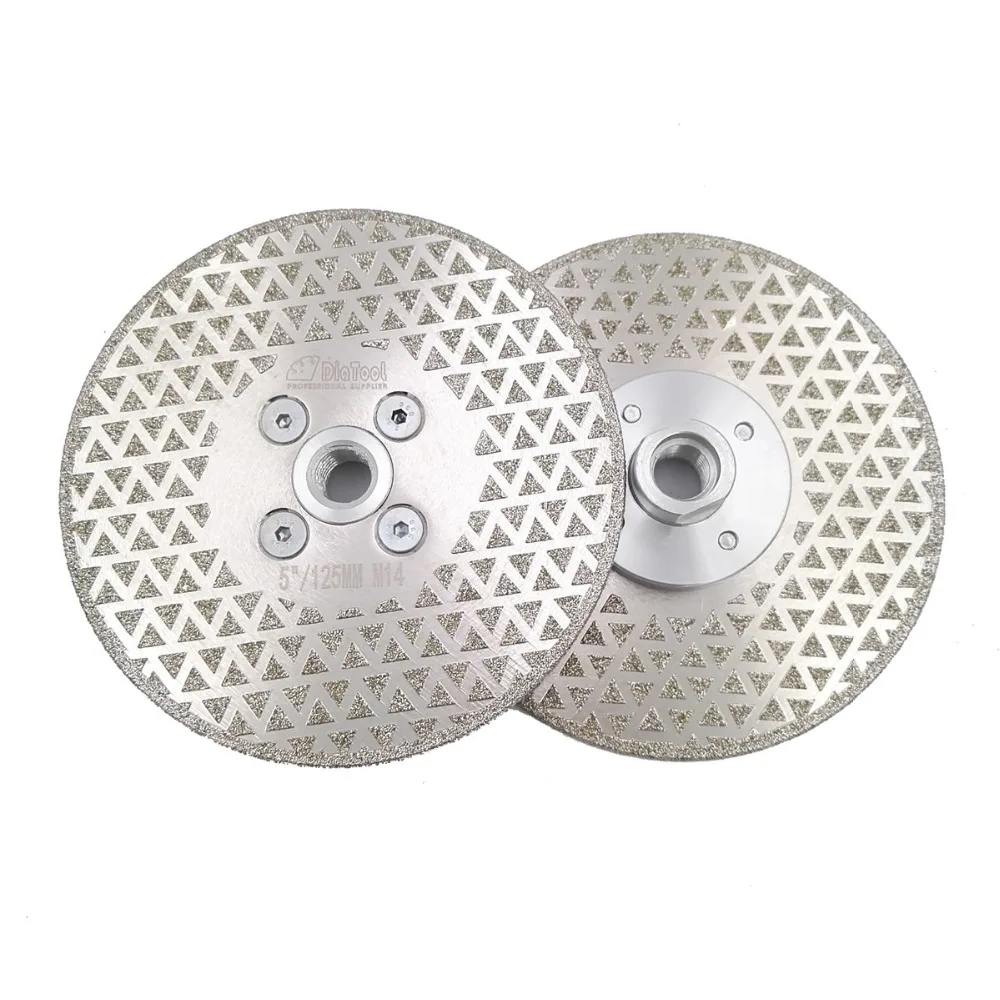 DIATOOL 2pcs 125mm/5" Electroplated Diamond Cutting & Grinding Discs For Granite With M14 Flange