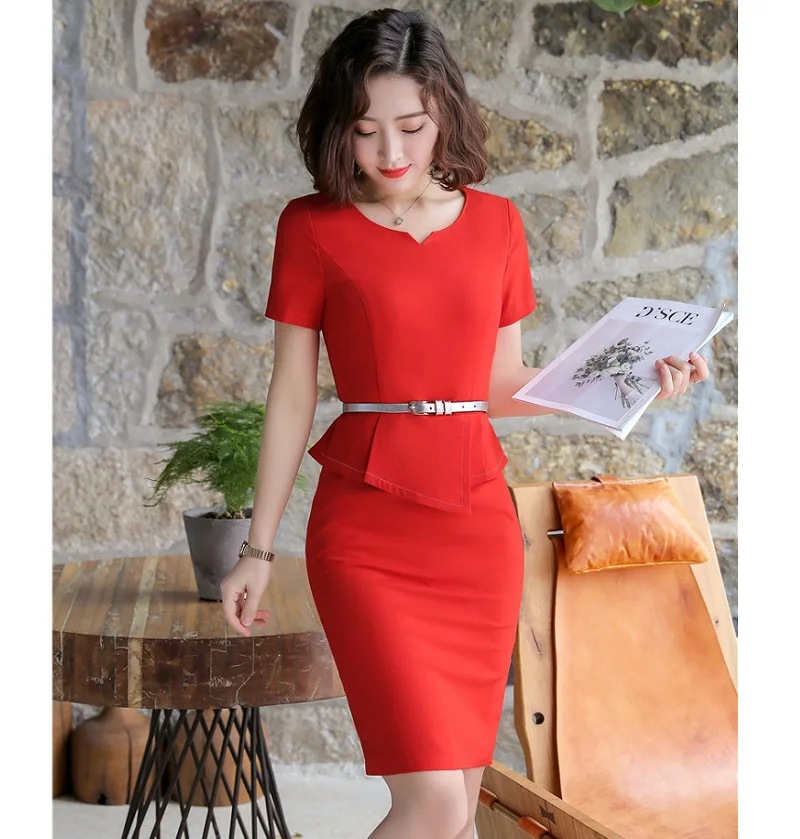 Fashion Summer Women Dresses Short Sleeve Office Ladies Dress with Belt OL Styles Slim | Женская одежда