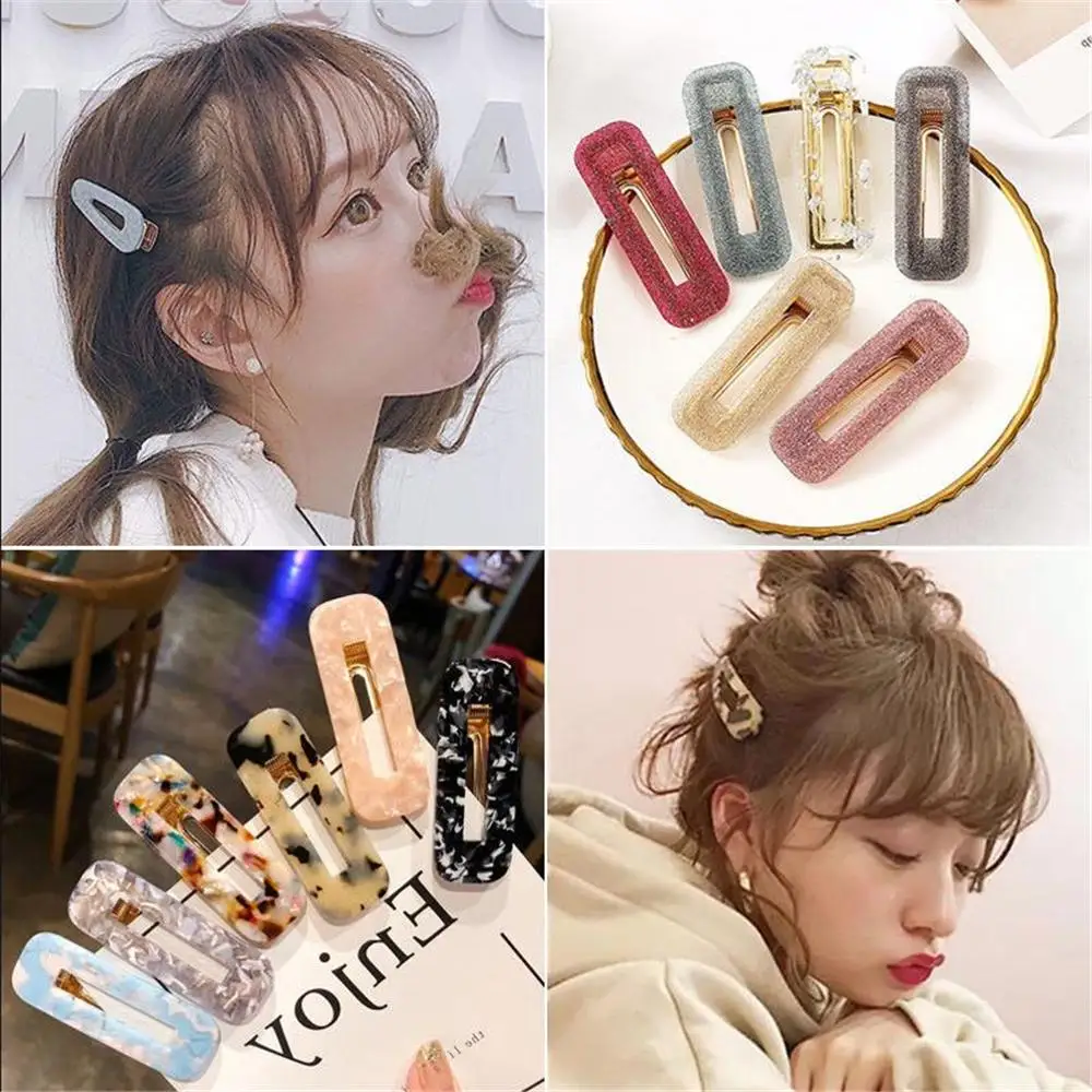 

M MISM Ins New Korean Style Women Acetate Marbled Duckbill Hair Clips Sweet Cute Square Hairpins For Girls Hair Accessories
