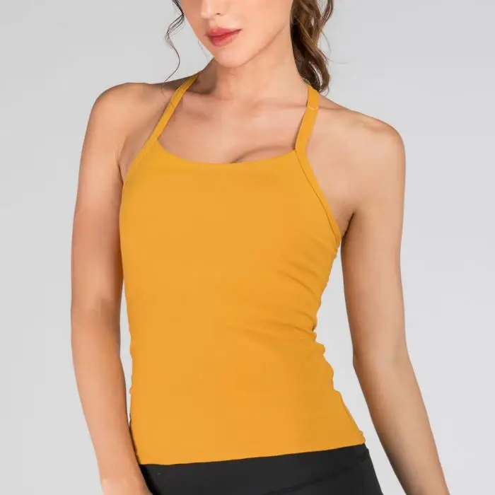 Women Solid Color Sleeveless Breathable Vest Backless for Fitness Yoga Sports SMN88