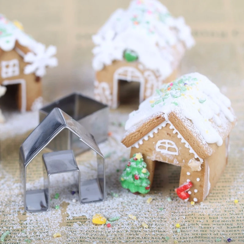 OOTDTY 3 шт Рождественский набор для печенья из нержавеющей стали|christmas gingerbread houses|house