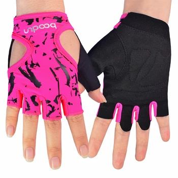 Women's Gym Gloves Half Finger Elastic Non-slip Workout Weight Lifting Training Dumbbell Barbell Yoga Fitness Sport Gloves oem gym weight lifting leather xrossfit training barbell pull up hand grip workout sport bodybuilding fitness hand gloves