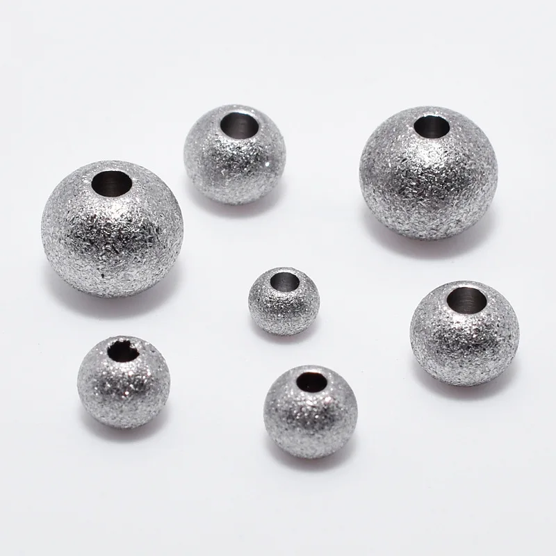 

50pcs/lot Stainless Steel Dull Polish Spacer Beads Silver Tone Round 3 4 5 6 8mm Loose Charm Beads for DIY Bracelet Jewelry Make