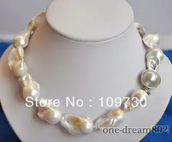 

Jewelry 00938 17"baroque white reborn keshi pearl necklace