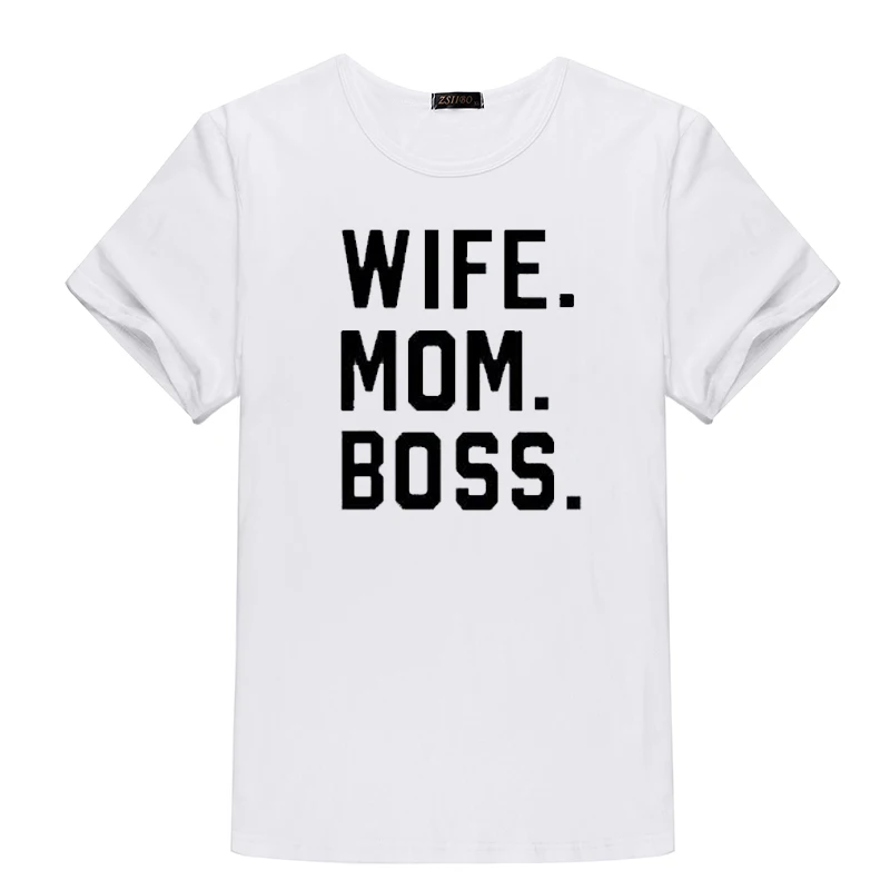 

Summer new WIFE MOM BOSS English personality printing women's casual loose short-sleeved T-shirt top