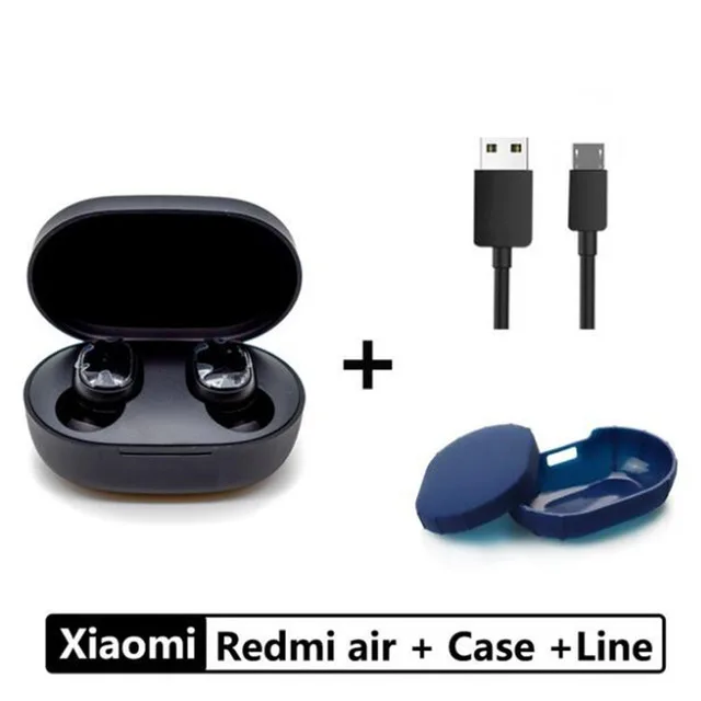 Оригинальные Xiaomi Redmi Airdots TWS Bluetooth 5,0 наушники беспроводные активные шумоподавления с микрофоном громкой связи с управлением AI - Цвет: with case and cable