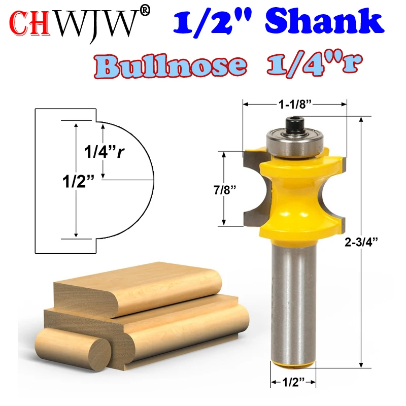 1 шт 1/2 "хвостовик Bullnose маршрутизатор бит 1/4" r-1/2 "из бисера Деревообработка режущий шип фрезы по дереву инструменты-CHWJW 13115