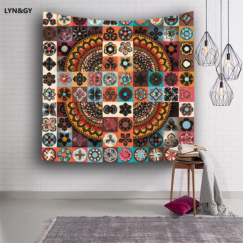 Tapestries Colorful Psychedelic Indian Tapestry Wall Hanging Printed Decoration