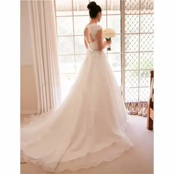 

Backless Vestido De Noiva Muslim Wedding Dresses A-line Sweetheart Tulle Lace Beaded Boho Dubai Arabic Wedding Gown Bridal