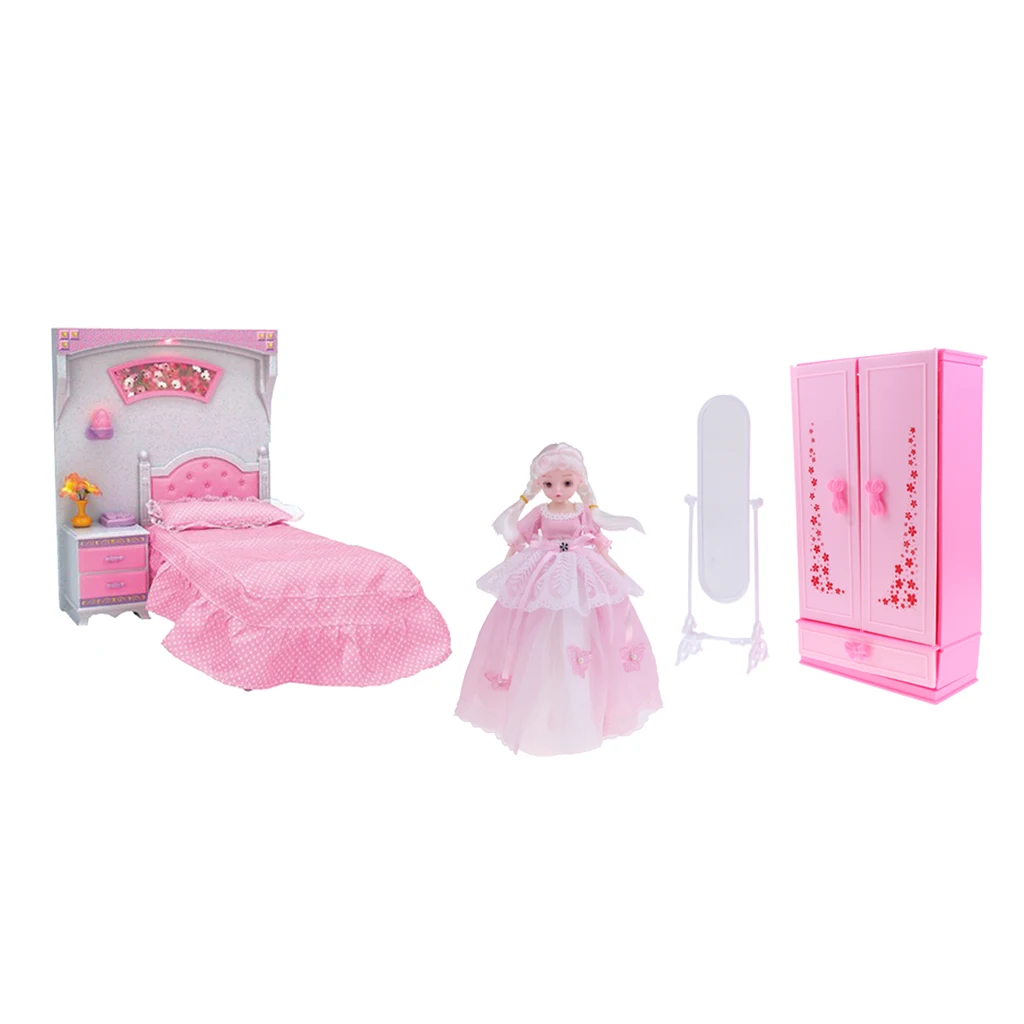 

Adorable 1/6 Ball Jointed Doll Girl Princess & Furniture Playsets Bedroom Kits For 12inch Action Dolls and Dolls House Accessory
