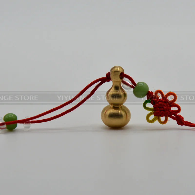 

Chiese Feng Shui Key Chain Product-Golden Brass Wu lou Wu Lu Gourd Hulu Keychain For Business Smooth