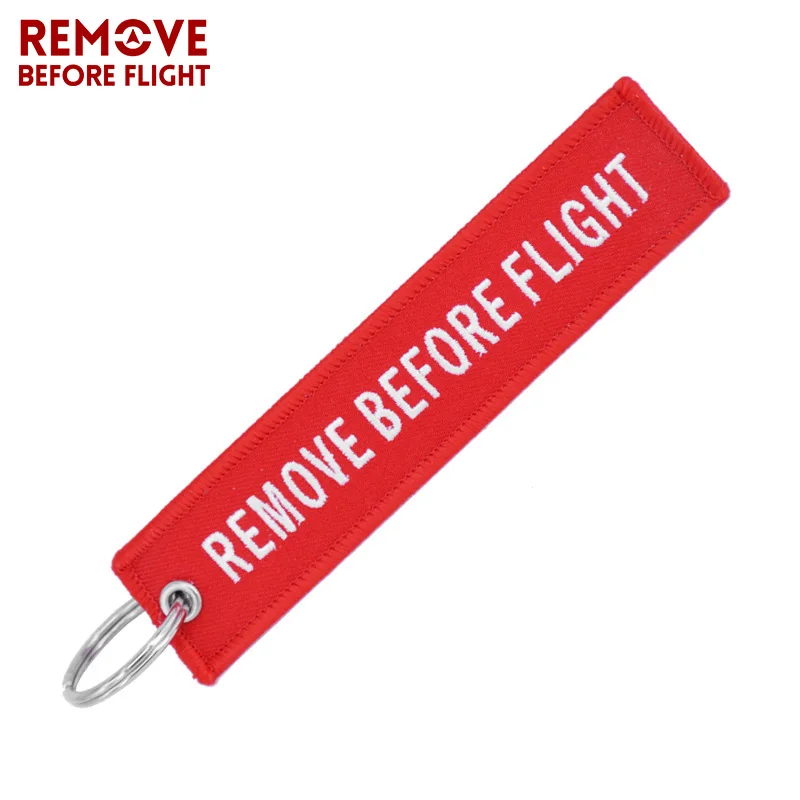 Remove Before Flight Key Chain Chaveiro Red Embroidery Keychain Ring for Aviation Gifts OEM Key Ring Jewelry Luggage Tag Key Fob d