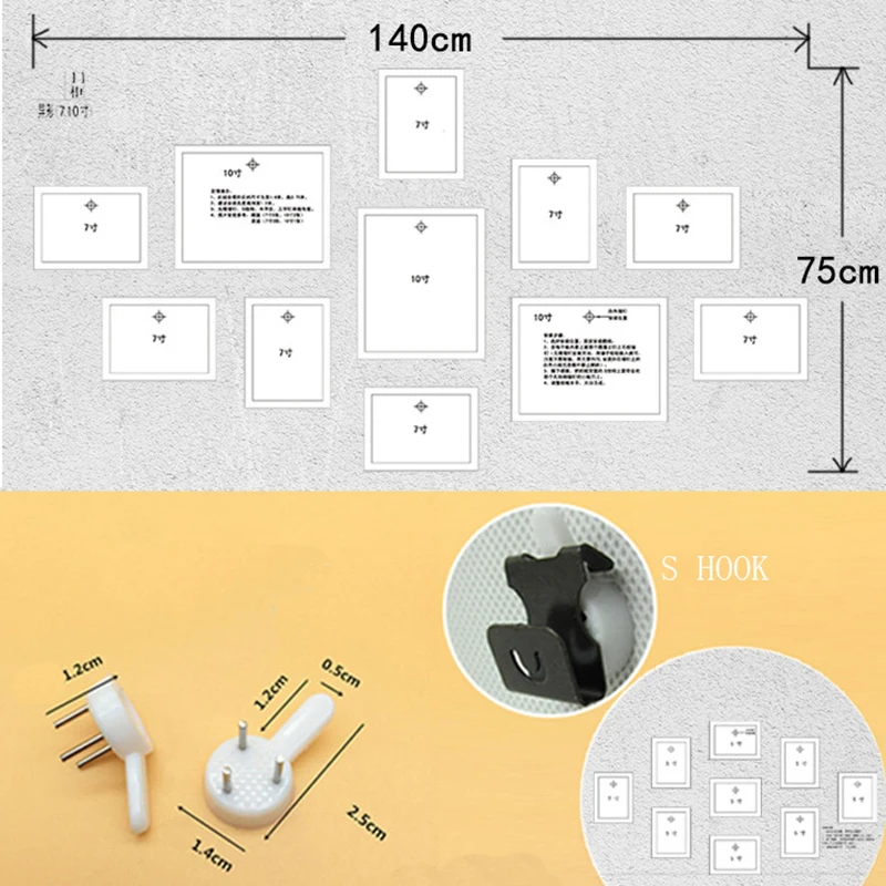 11 шт. настенный коллаж черно-белая фоторамка картина DisplayWall подвесная фоторамка набор современного искусства для дома, комнаты, офиса Декор