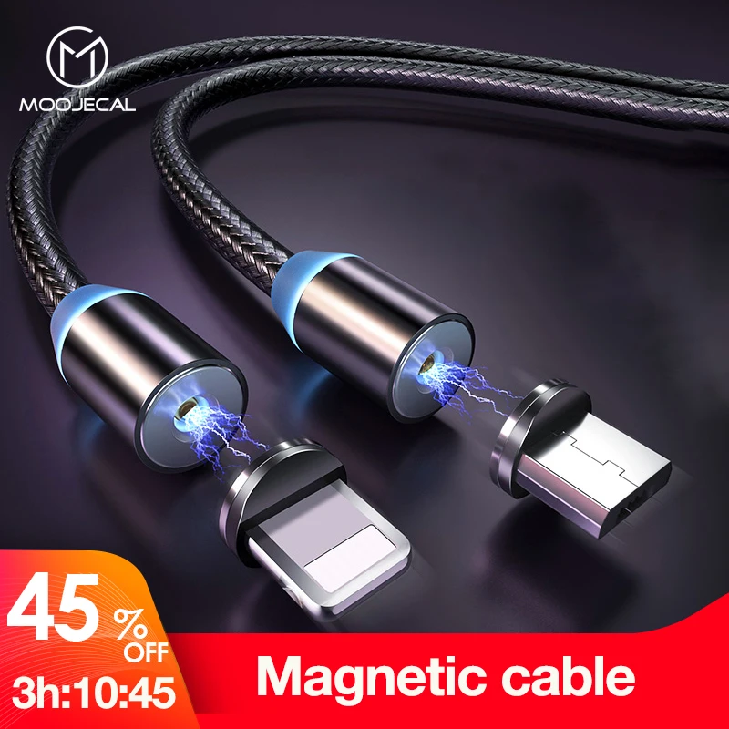 

MOOJECAL Fast Magnetic Charging cable Micro USB Type C Cable For Xiaomi Redmi Samsung s9 Magnet charger For iPhone XS X XR 8 7