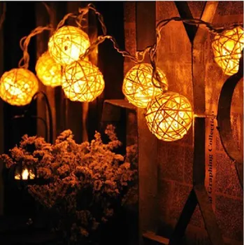 Kerstverlichting Bruiloft Decoratie Luces De Navidad 10M 38 Led Warm Wit Rotan Bal Led String Verlichting Vakantie Fairy lichten