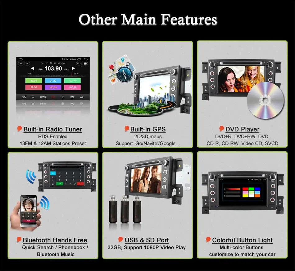 Best 4G SIM LTE 1024*600 Octa 8 Core Android6.0 For SUZUKI GRAND VITARA 2005 - 2015 Car DVD Player Navigation GPS Radio wifi 32G ROM 13