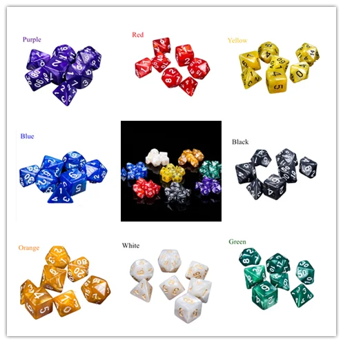 

7pcs Promotion 2-color Dice Set with Nebula effect poker Polyhedral Dice, rpg game dice
