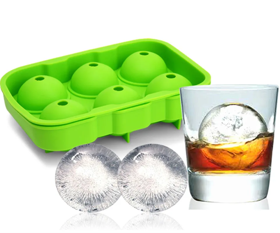 Whiskey Cocktail Big Ice Cube Tray 6 Holes Ice Cube Form Round Shaped